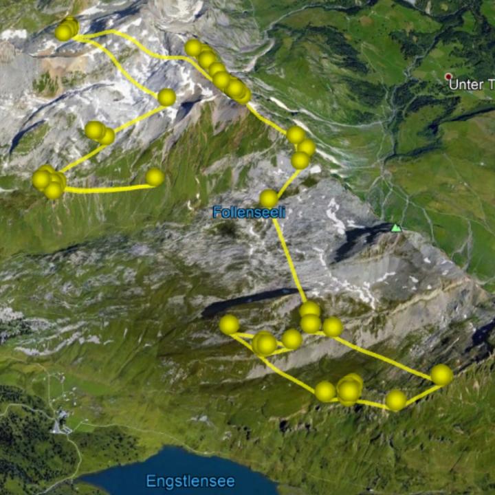 GPS Punkte von BelArosa vom 23. und 24. Juli. Der Erste Punkt in der Mitte ist ca. die Auswilderungs-Nische