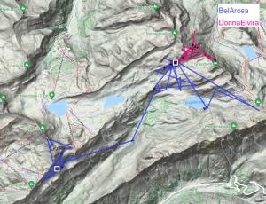 Karte mit GPS-Daten von BelArosa und Donna Elvira der letzten drei Tage